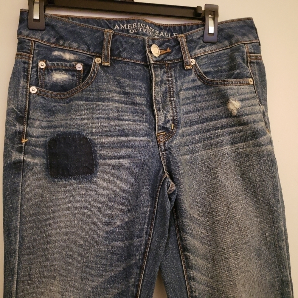 American Eagle Distressed Patchwork Button Fly Je… - image 5